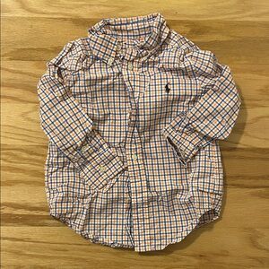 Ralph Lauren Kids Orange and Blue Checkered Button-Down Shirt
